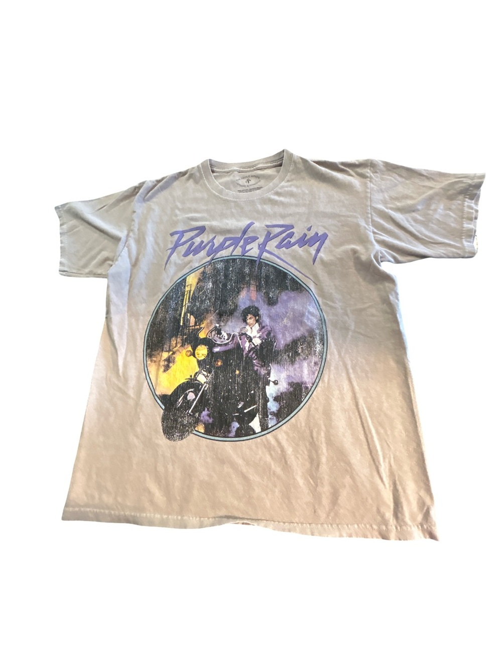 The Prince Estate Purple Rain Graphic Tee Men's M/L Tan Distressed Merch Shirt